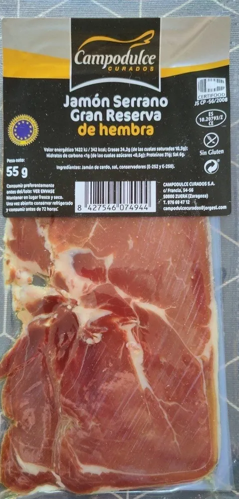 Jamón serrano gran reserva de hembra