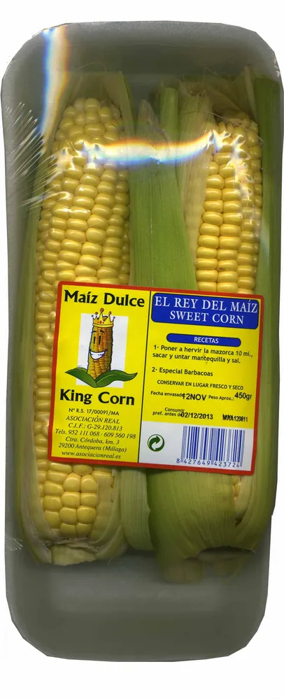 Maíz dulce fresco en mazorca