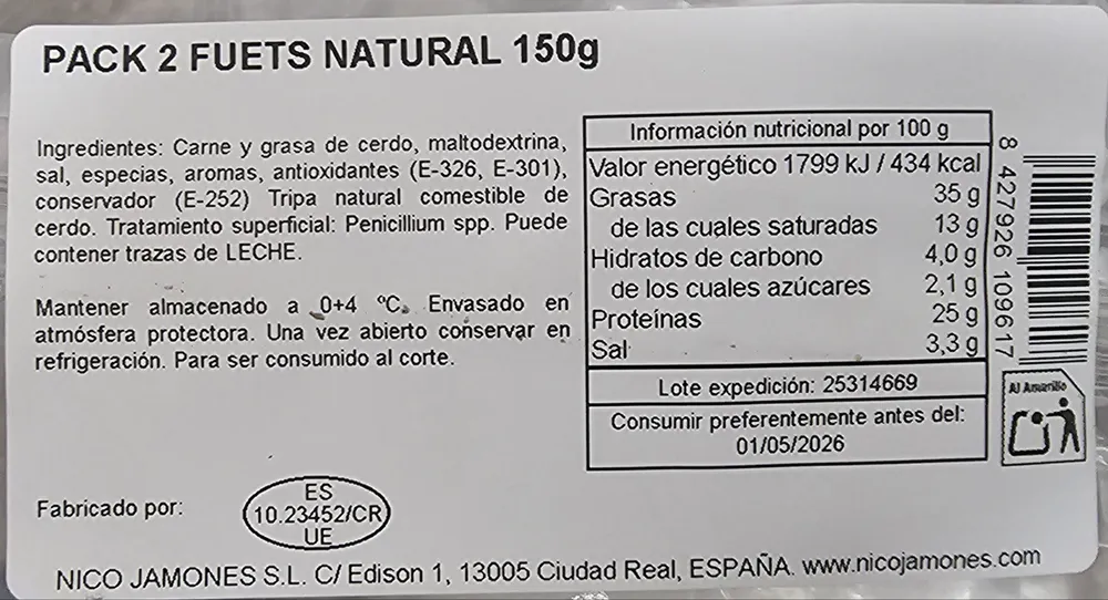 Pack 2 fuets natural