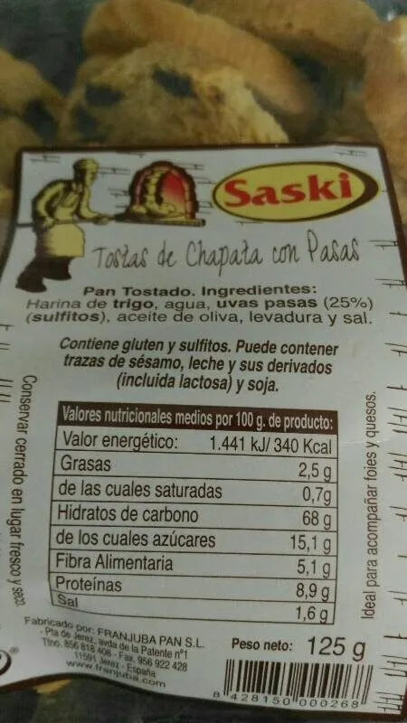 Tostas de chapata con pasas