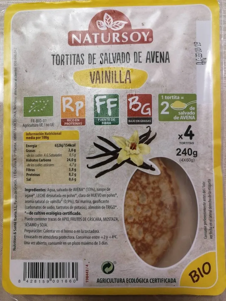 Tortitas de salvado de avena vainilla