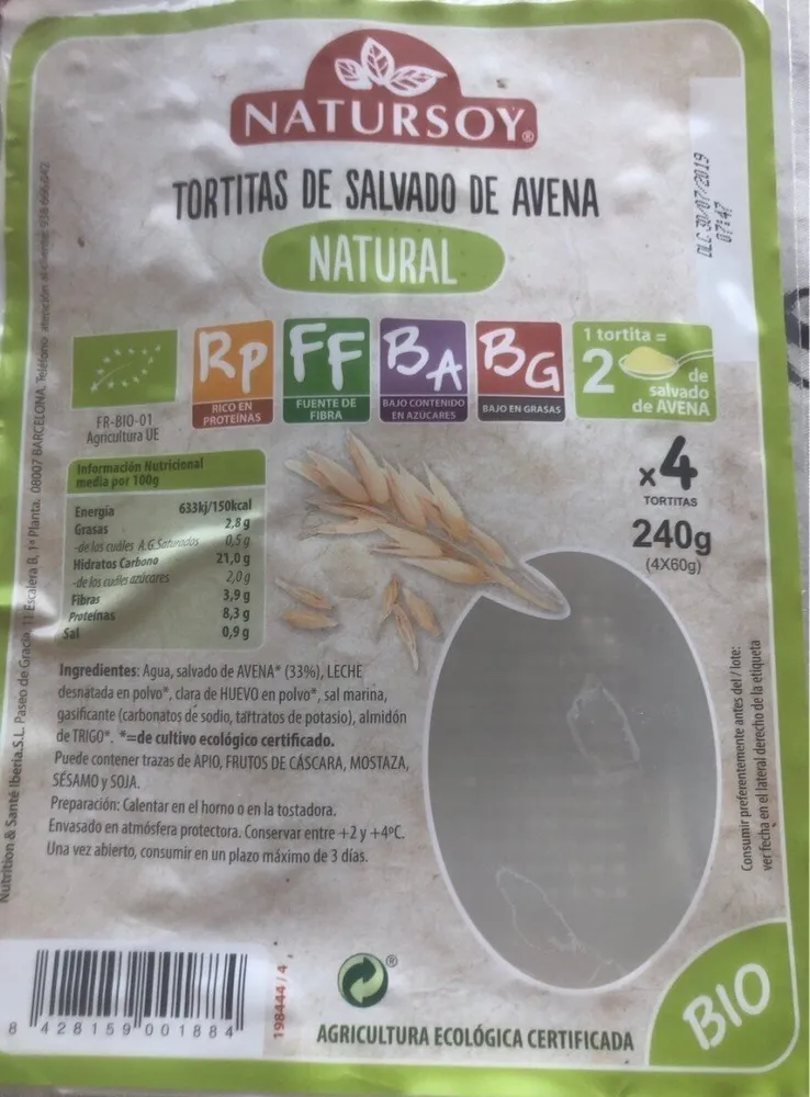 Natursoy tortitas de salvado de avena