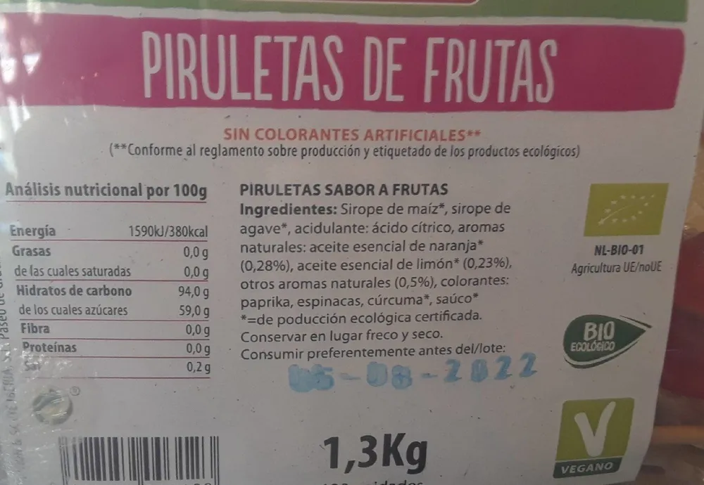 Piruletas de frutas