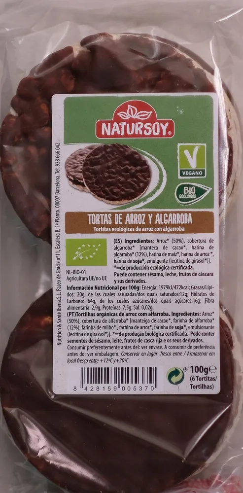 Tortas de arroz con algarroba