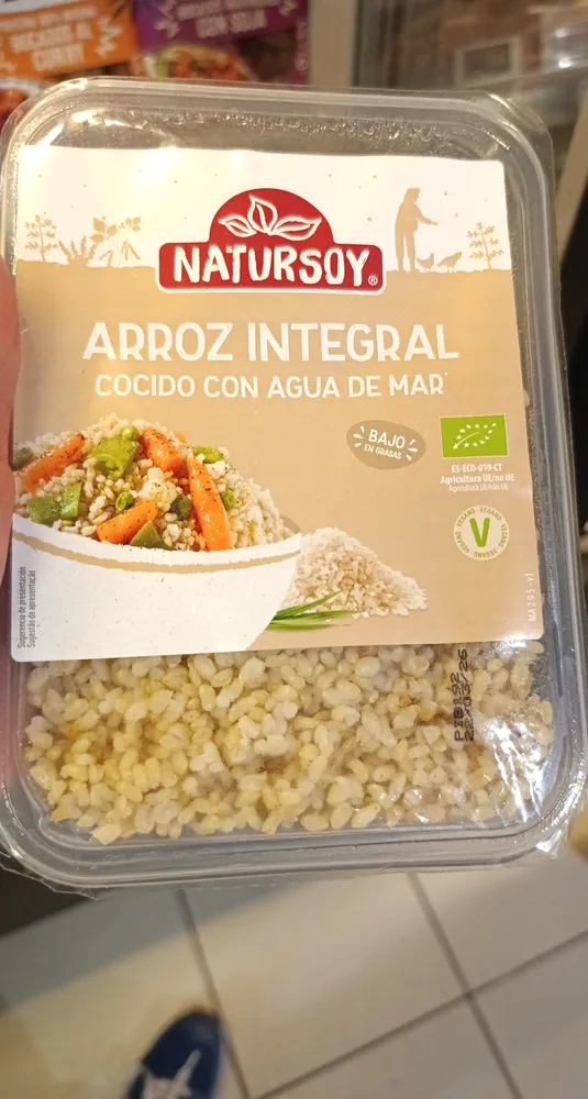 Arroz integral cocido con agua de mar