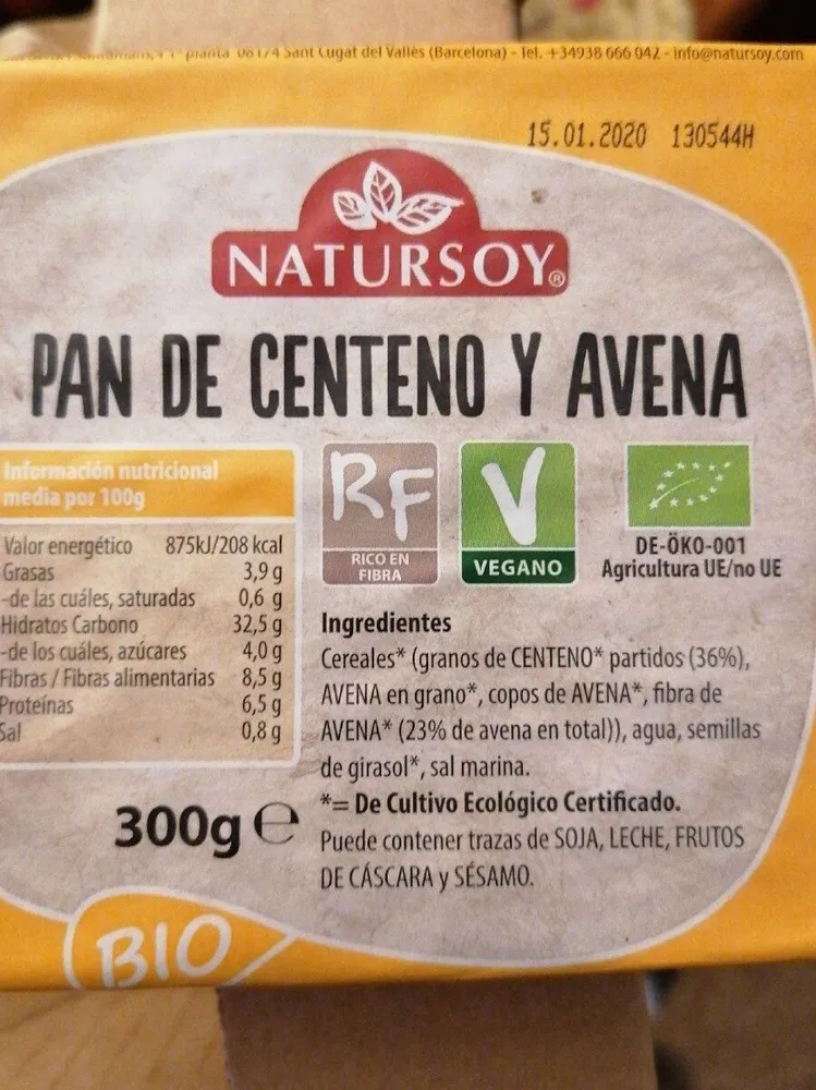 Pan de centeno y avena