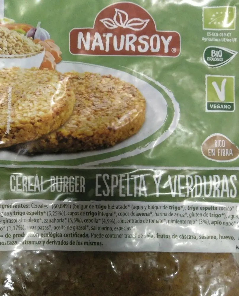 Cereal burguer espelta y verduras