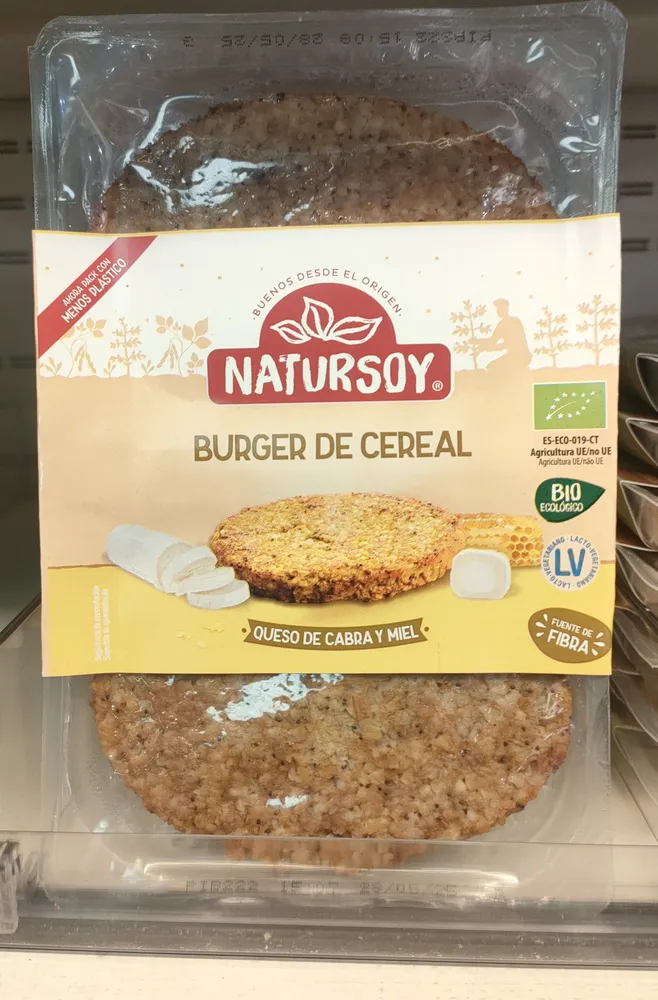 Cereal burger queso de cabra y miel