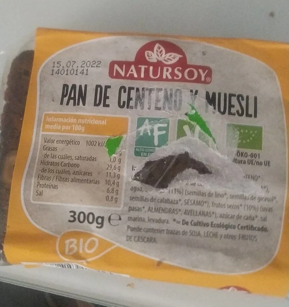 Pan de centeno y muesli