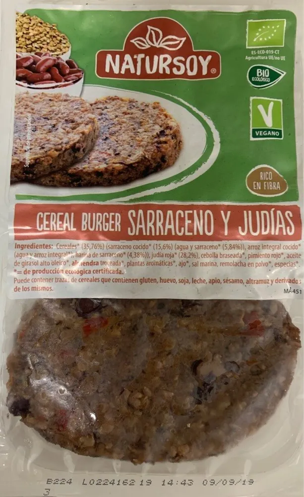 Cereal burger Sarraceno y judias