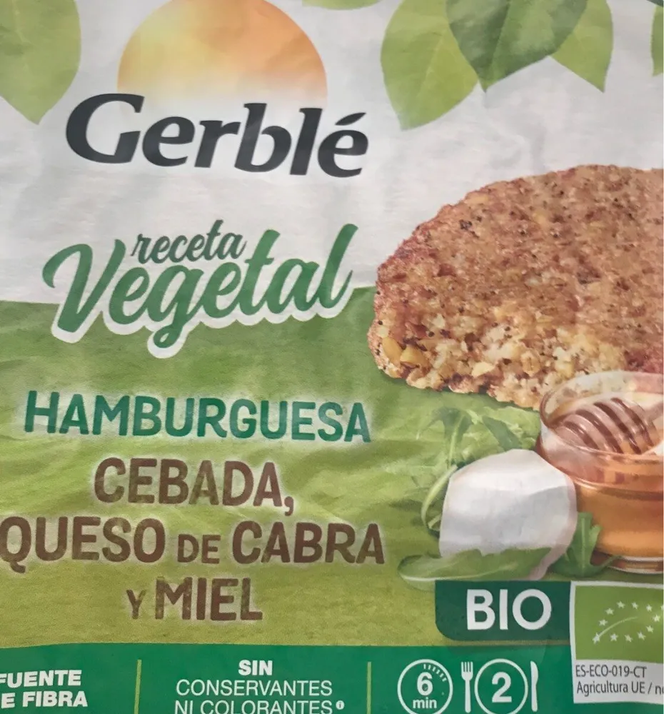 Hamburguesa vegetal de cebada, queso de cabra y miel