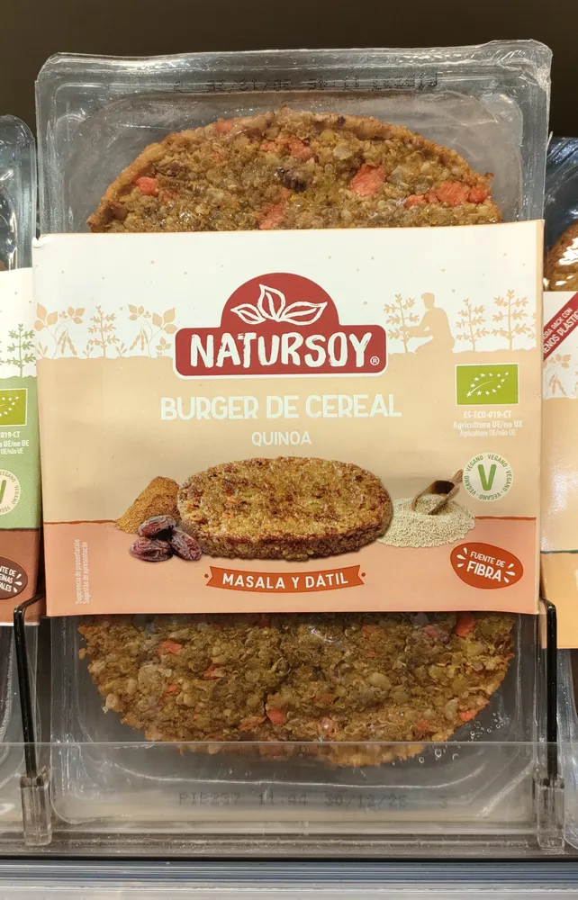 Cereal burger quinoa, masala y dátil