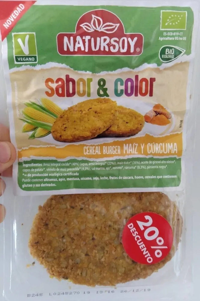 Cereal burger maíz y cúrcuma