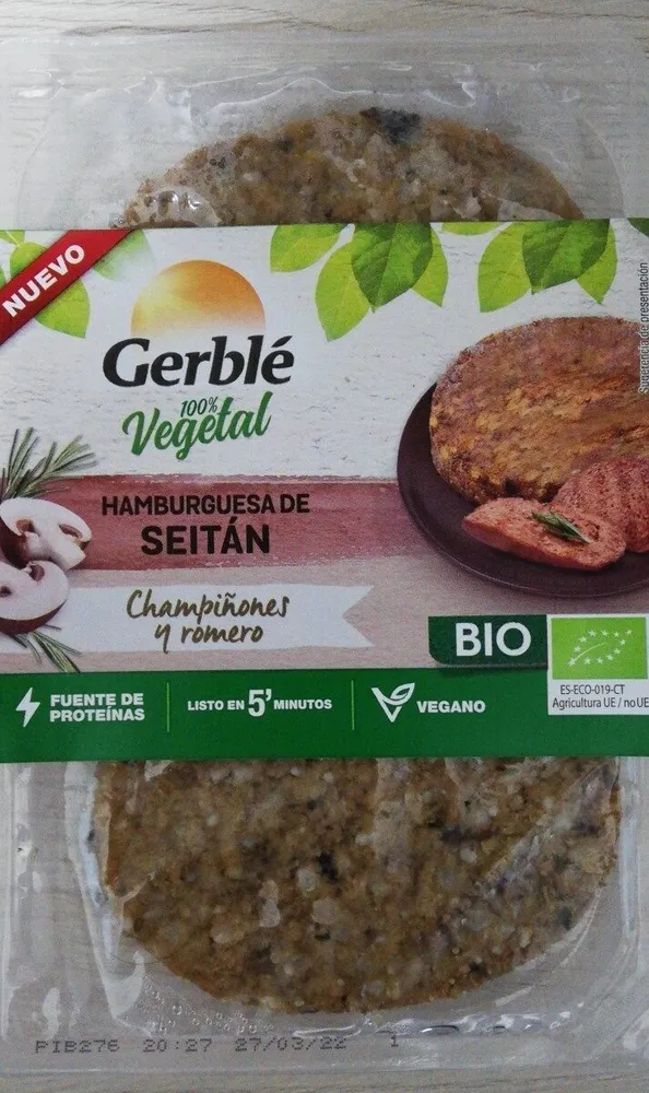 Hamburguesa de seitán champiñones y romero