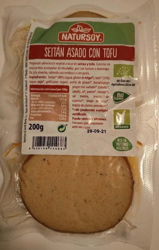 Seitán asado con tofu
