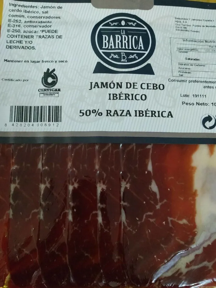 Jamón de cebo ibérico 50% raza ibérica