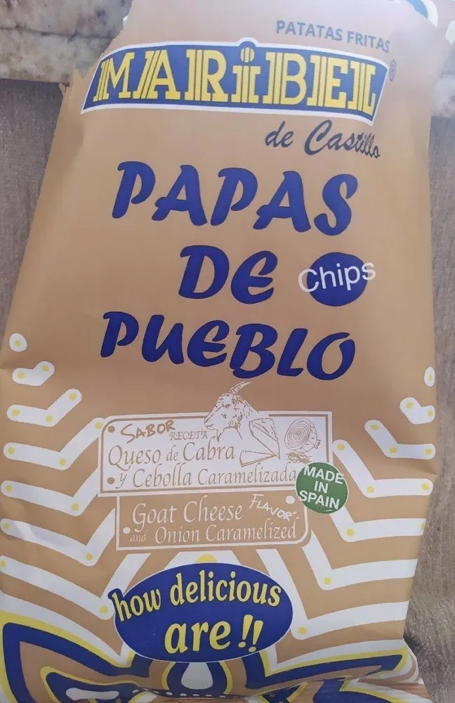 Papas de pueblo sabor queso se cabra y cebolla caramelizada