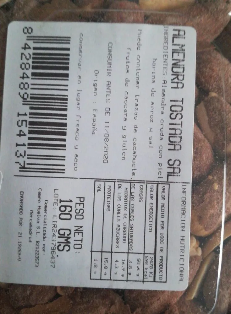 Almendra tostada Sal