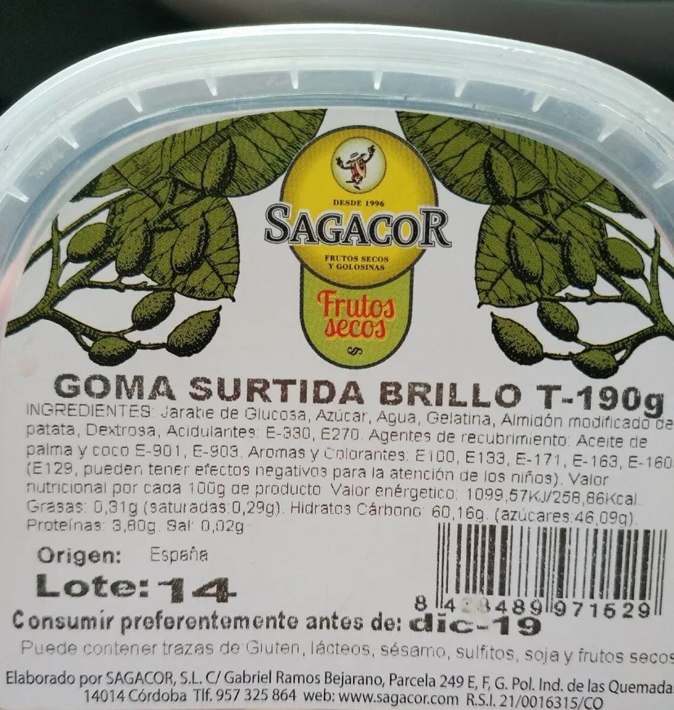 Goma surtida brillo