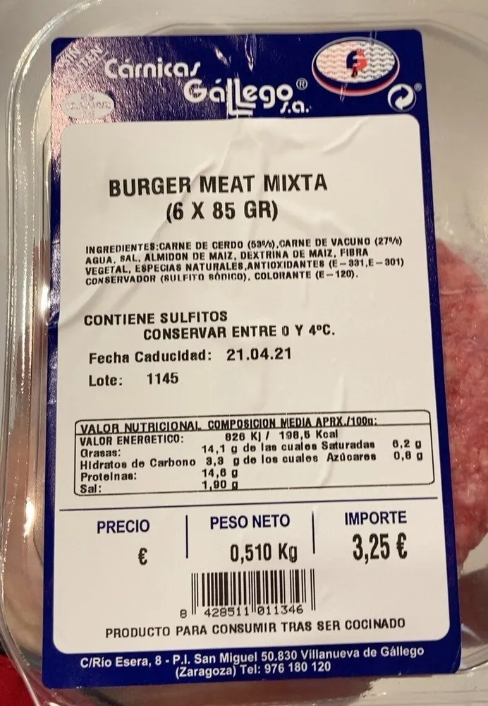 Burger meat mixta