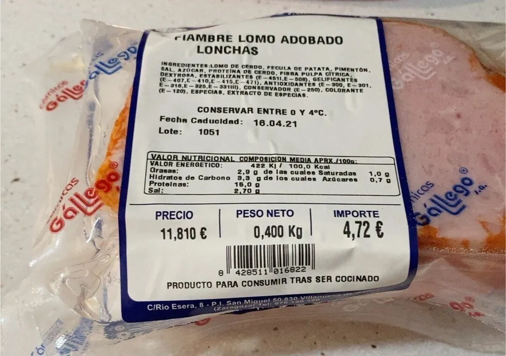 Fiambre lomo adobado