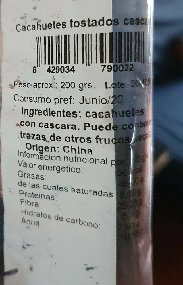 Cacahuetes tostados cascara