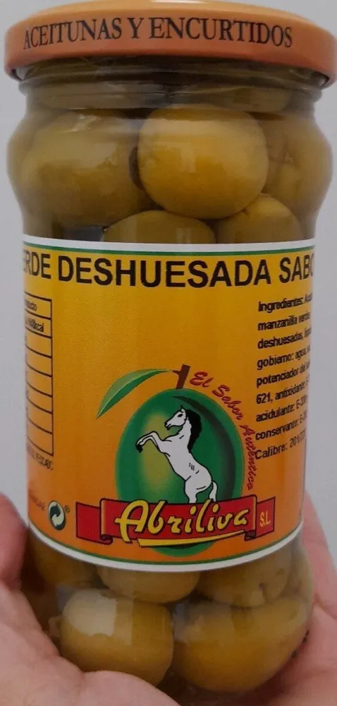 Aceituna verde deshuesada sabor anchoa