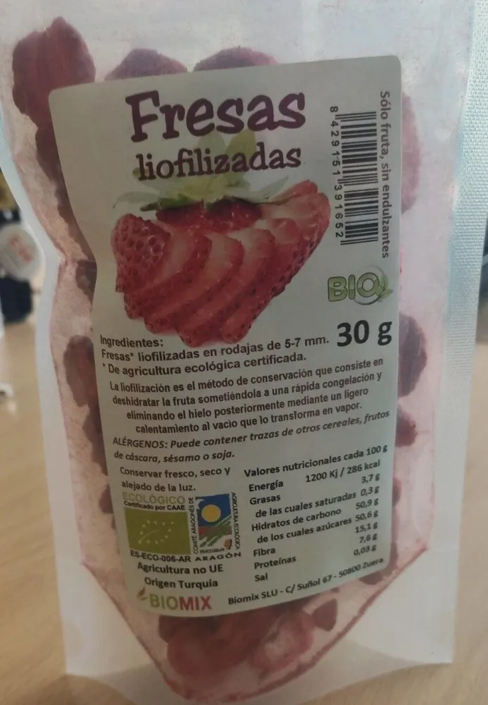 Fresas liofilizadas