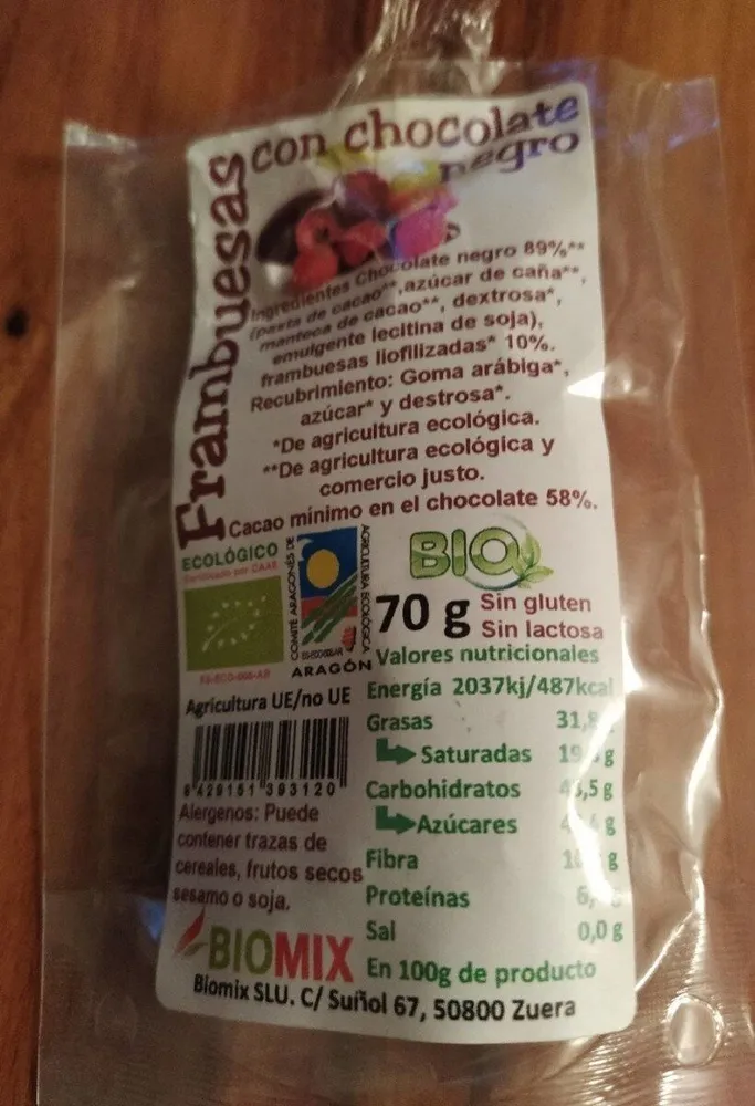 Frambuesas con chocolate negro