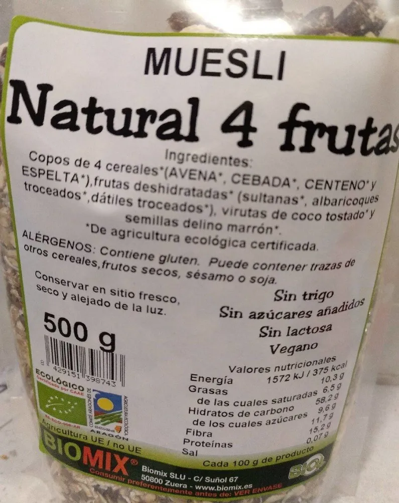 Muesli natural 4 frutas