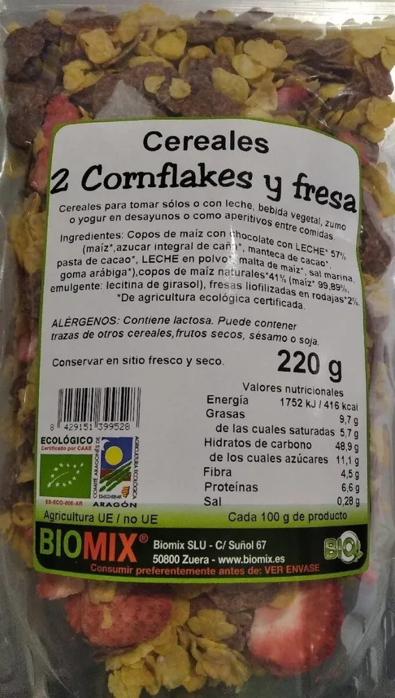 Cereales 2 cornflakes y fresas