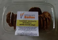 "Cookies" xocolata integrals sense sucre afegit