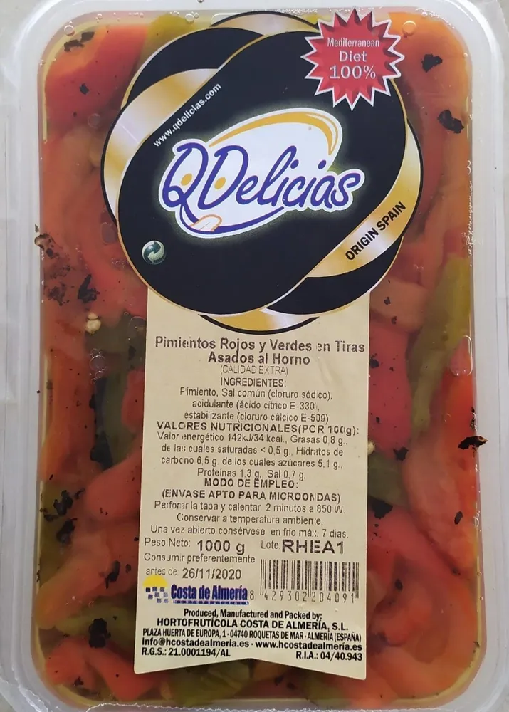 Pimientos Rojos y Verdes en Tiras Asados al Horno