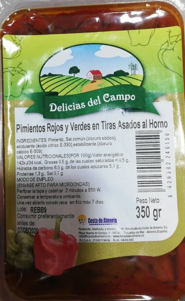 Pimientos rojos y verdes en tiras asadas al horno