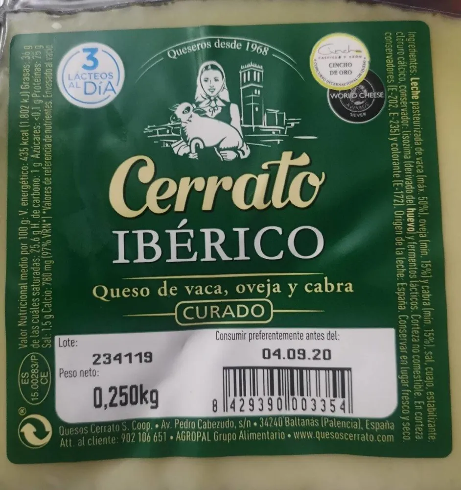 Queso de vaca, oveja y cabra curado