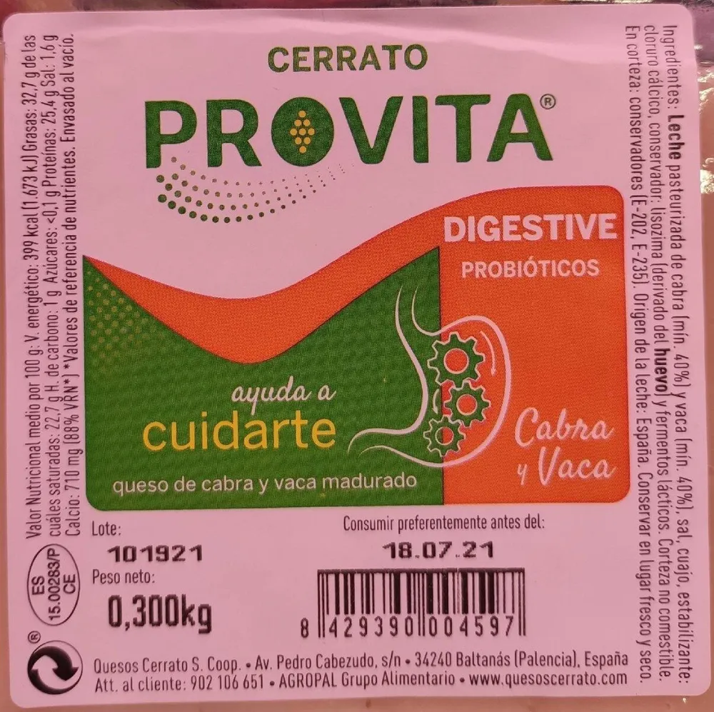Queso provita digestive