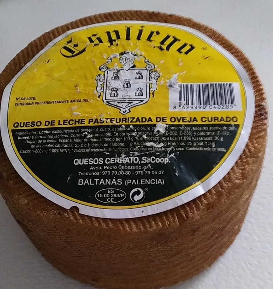 Queso de leche pasteurizada de oveja curado