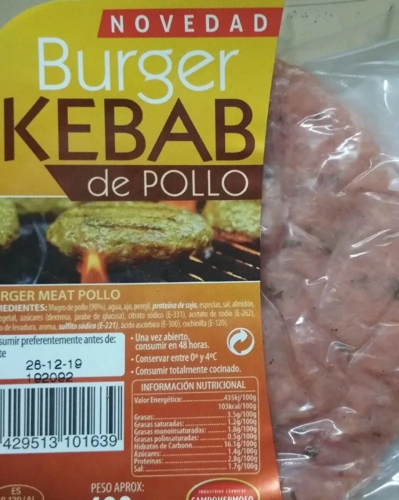 Burger kebab de pollo