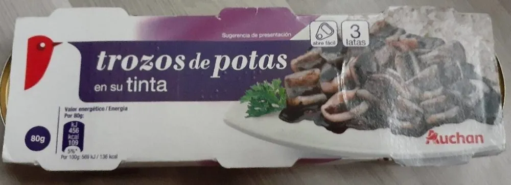 Trozos de potas en su tinta
