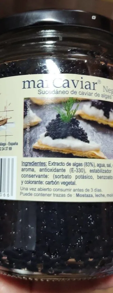 Sucedaneo de caviar de algas