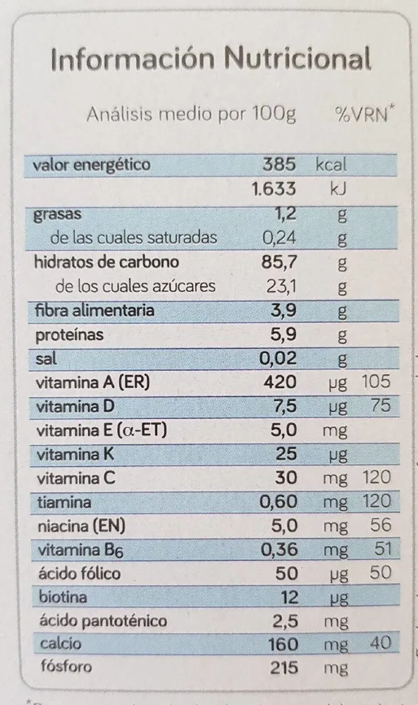 Papilla instantánea de cereales