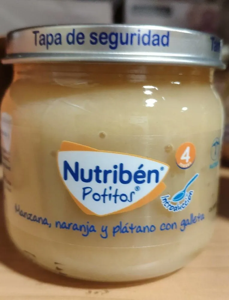 Potito manzana naranja plátano y galleta