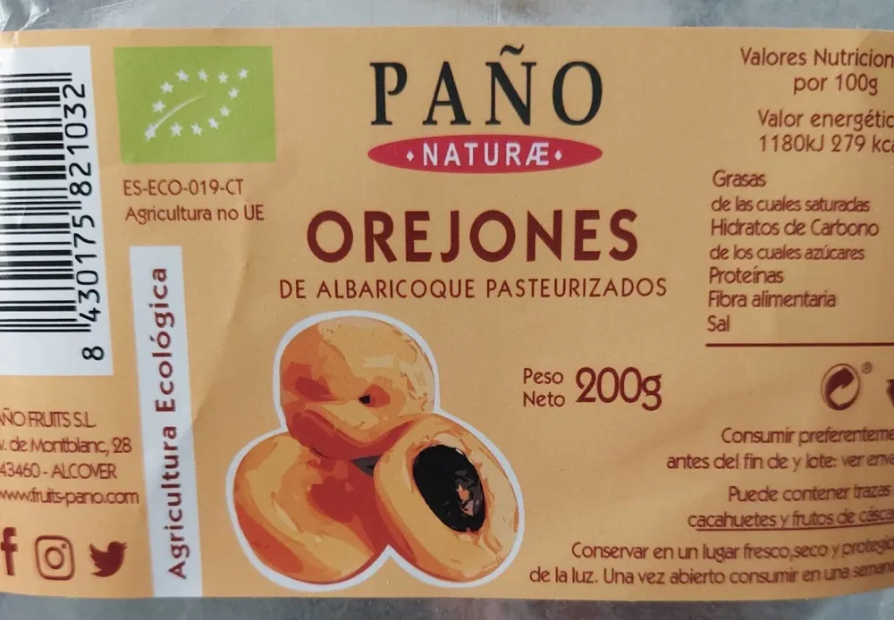 Orejones d albaricoque pasteurizados