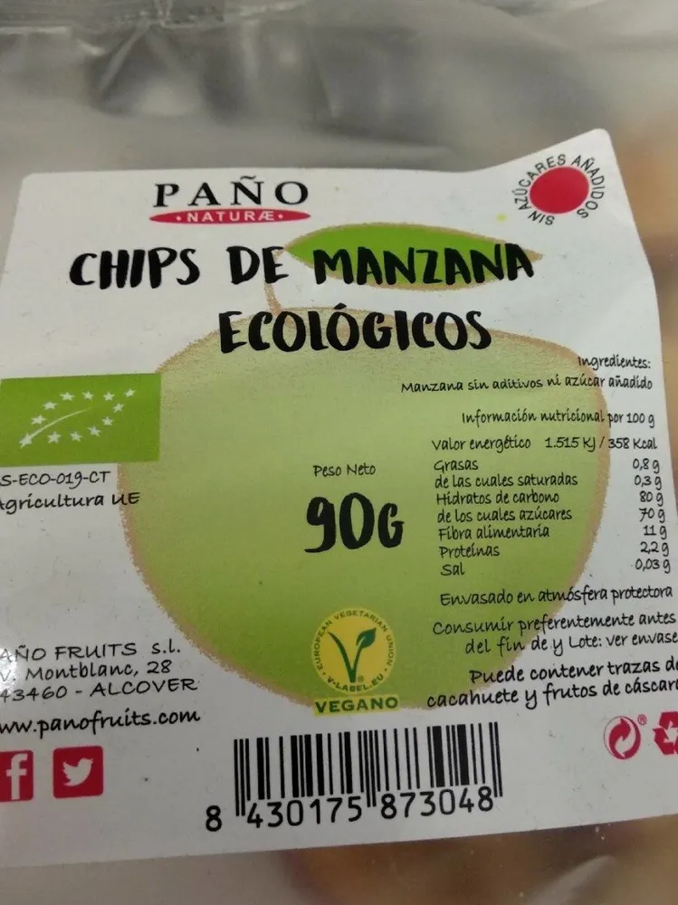 Chips de manzana ecológicos