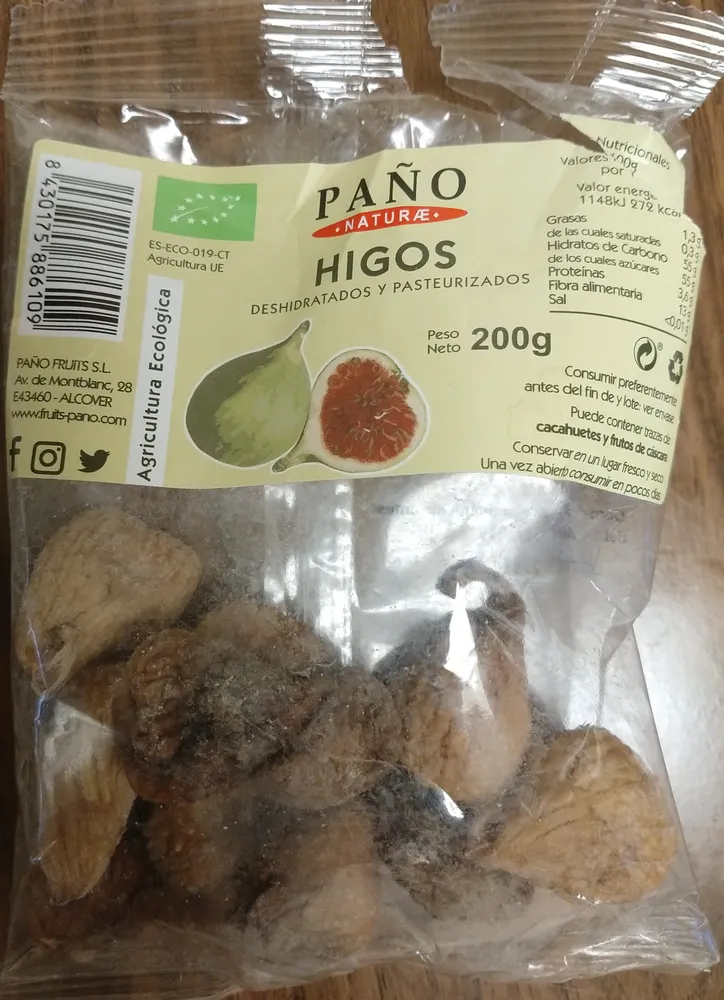 Higos deshidratados y pasteurizados