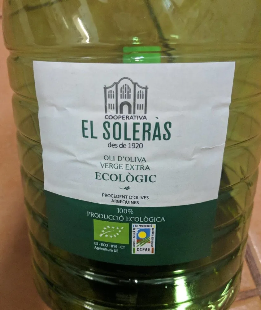 Oli d'oliva vergel extra Ecológic