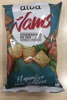 Ñams cuadraditos de pan con tomate y orégano