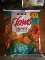 Ñams - cuadraditos de pan con tomate y orégano