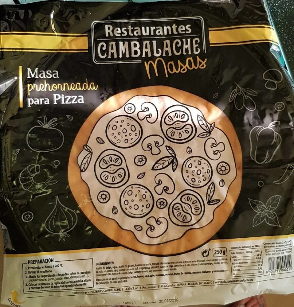Masa prehorneada para pizza