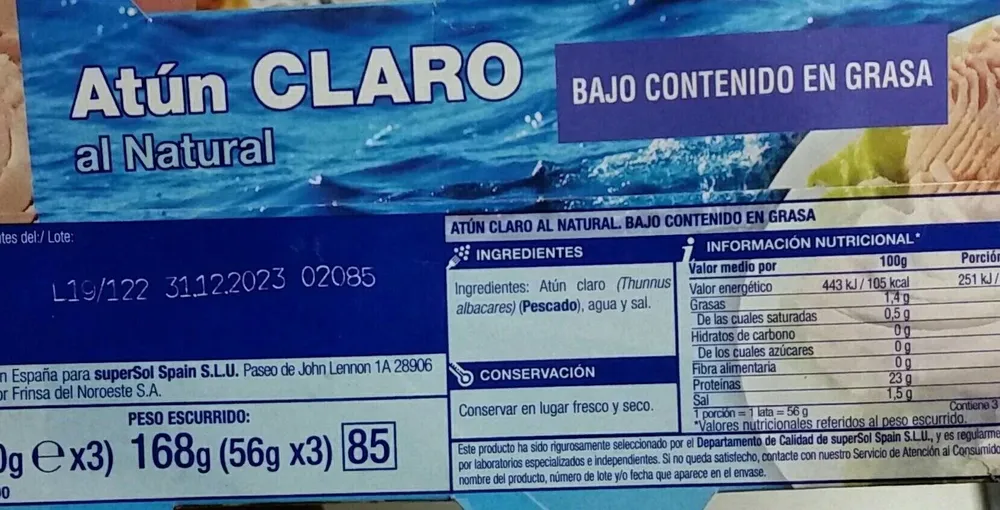 Atun claro al natural